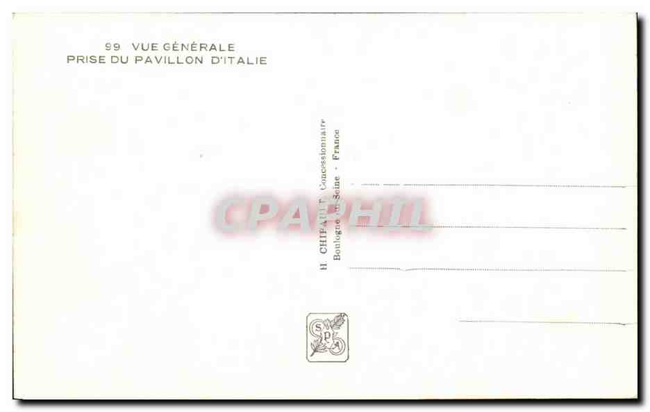 CPA Exposition Internationale Paris 1937 Vue generale prise du pavillon d'Italie — Rückseite