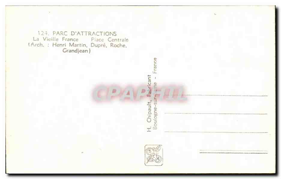CPA Exposition internationale Paris 1937 Parc D'Attractions La Vieille France — Verso