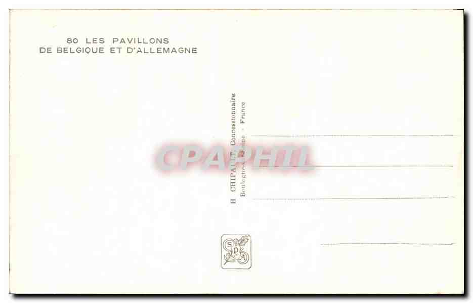 CPA Exposition internationale Paris 1937 Les Pavillons De Belgique Et D'Allemagne — Verso