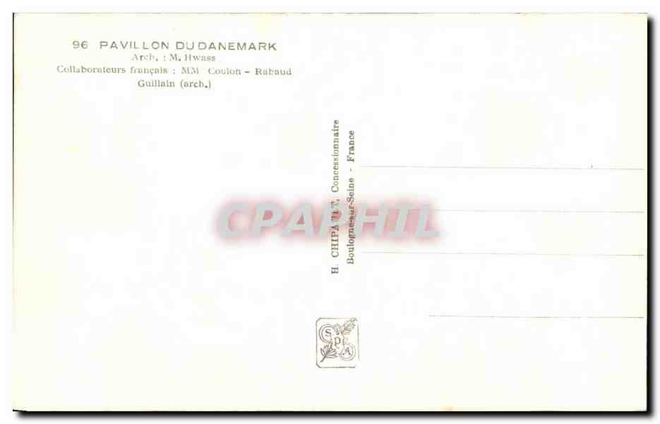 CPA Exposition internationale Paris 1937 Pavillon Du Danemark — Verso