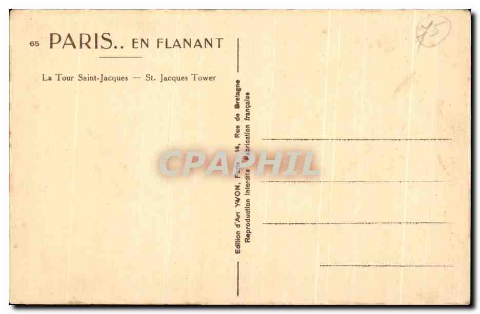 CPA Paris En Flanant Le Tour Saint Jacques — Rückseite