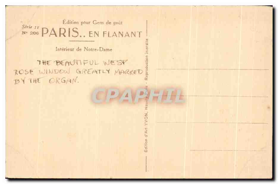 CPA Paris En Flanant Interieur de Notre Dame — Rückseite