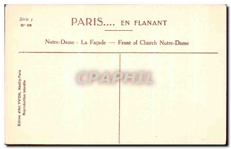 CPA Paris En Flanant Notre Dame La Facade — Rückseite