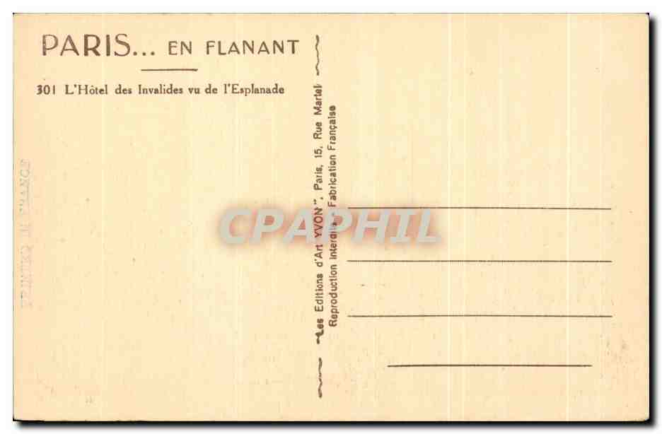CPA Paris En Flanant L'Hotel des Invalides vu de l'Esplanade — Rückseite