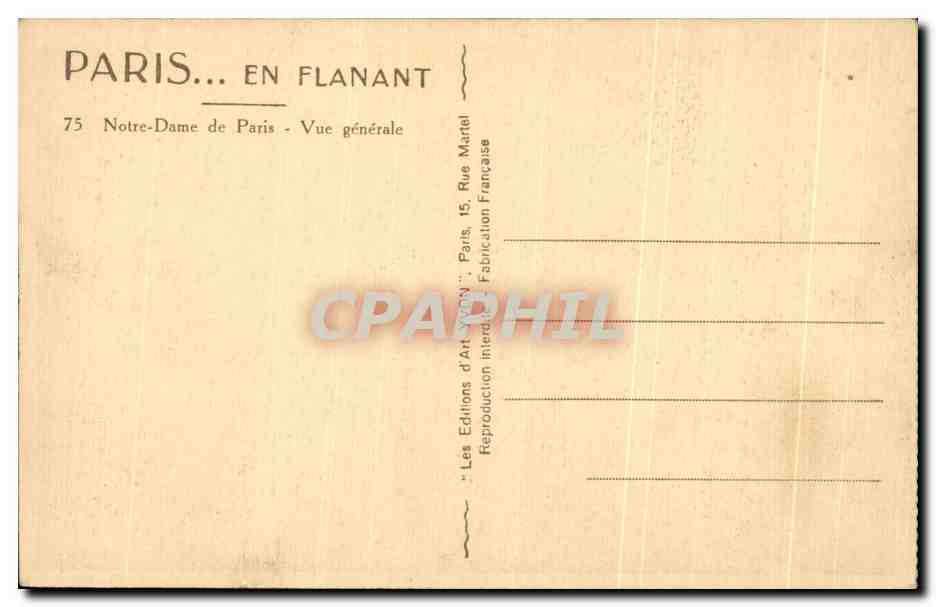 CPA Paris En Flanant Notre Dame de Paris Vue generale — Verso