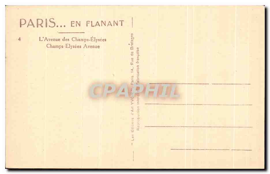 CPA Paris En Flanant l'Avenue des Champs Elysees Yvon  — Rückseite