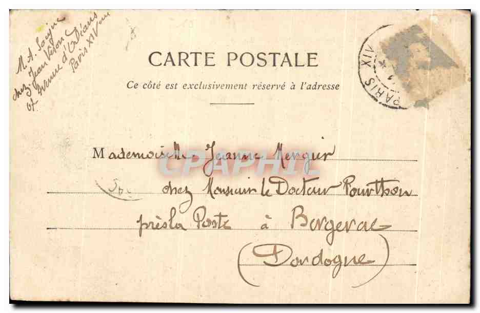 CPA Paris L'opera vu de la Rue Scribe — Rückseite
