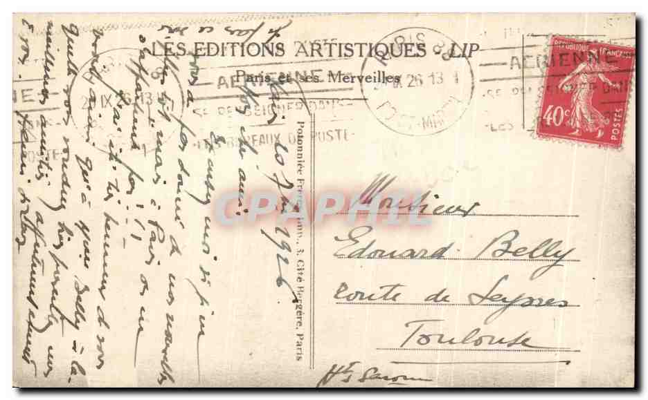 CPA Paris La Conciergerle et le Pont au Change  — Rückseite