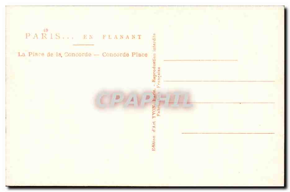 CPA Paris En Flanant La Place de la Concorde  — Rückseite