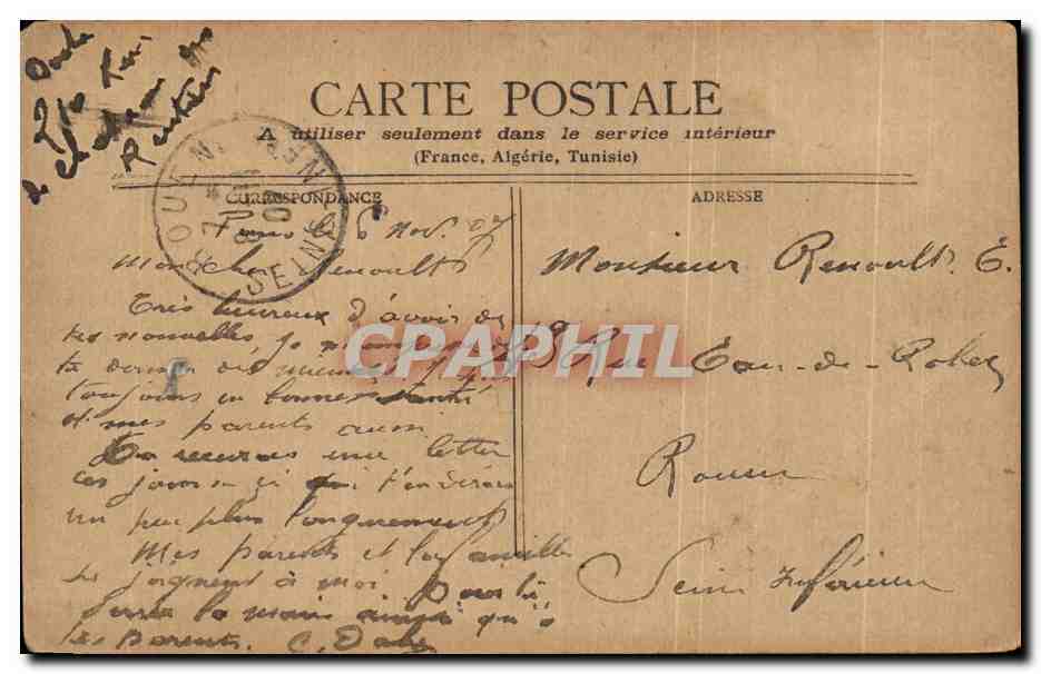 CPA Paris Perspective Du Boul St Denis — Verso