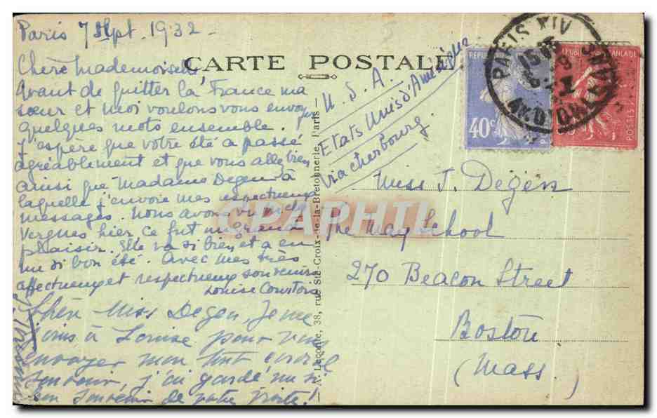 CPA Paris La Jardin des Tuileries et le Pavillon de Marsan Louvre — Verso