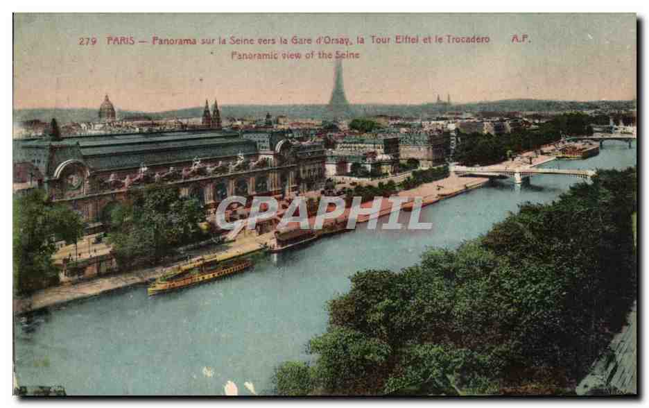 CPA Paris Panorama sur la Seine vers la Gare d'Orsay la Tour Eiffel