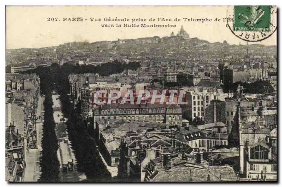 CPA Paris Vue Generale Prise de I'Arc de Triomphe Vers La Butte Montmartre