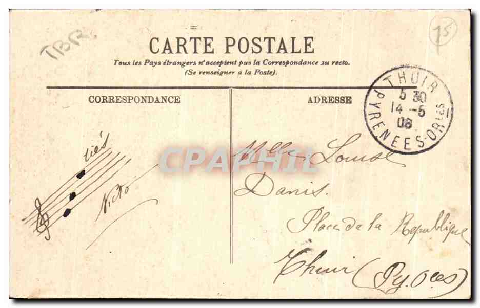 CPA Paris L'Obelisque de Louqsor Place de la Concorde — Rückseite