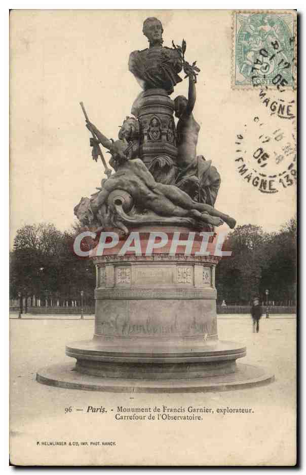 CPA Paris Monument de Francis Garnier explorateur Carrefour de l'observatoire 