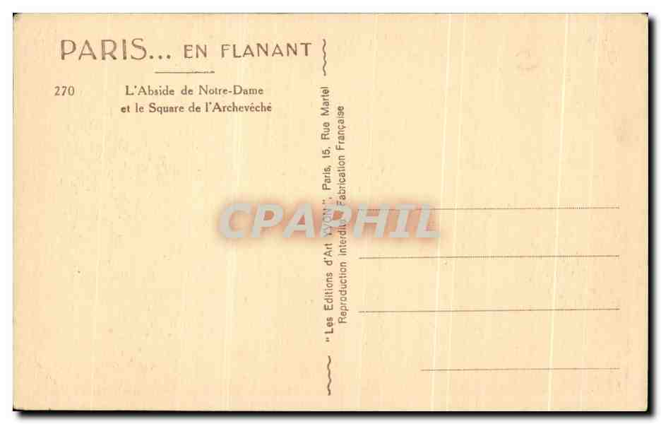 CPA Paris En Flanant L'Abside de Notre Dame et le Square de I'Archebveche — Verso