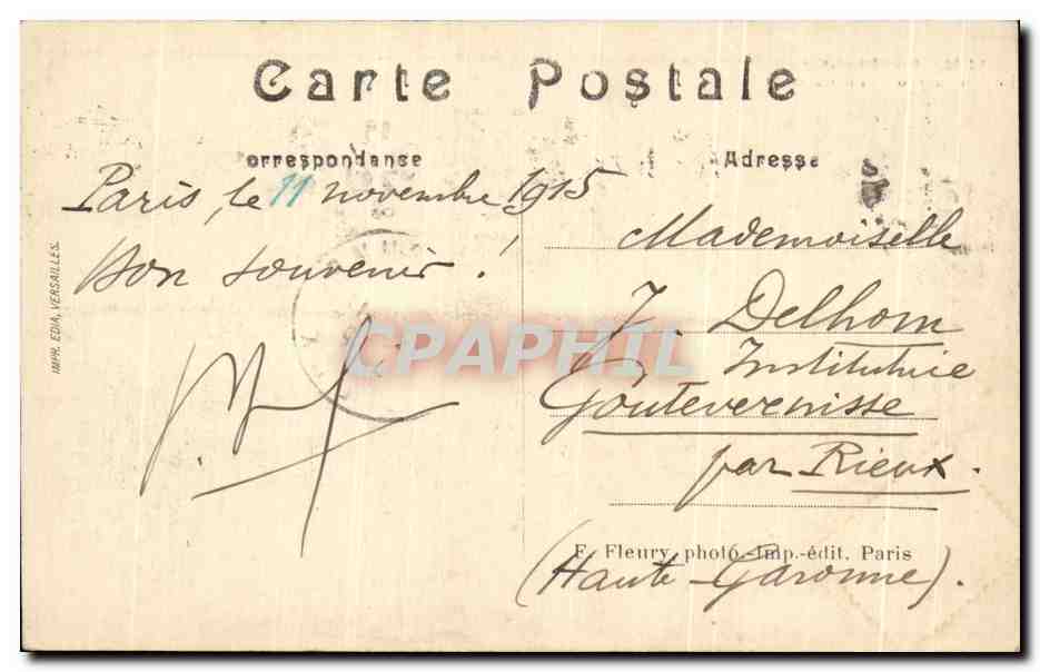CPA Paris Le Trocadero La Cascade — Verso