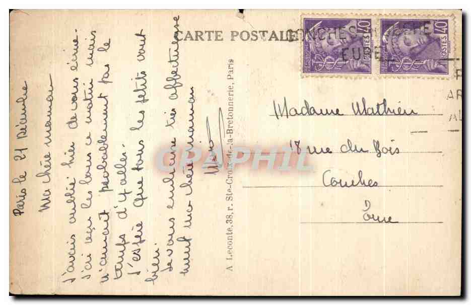 CPA Paris Sainte Chapelle et Palais de Justice  — Rückseite