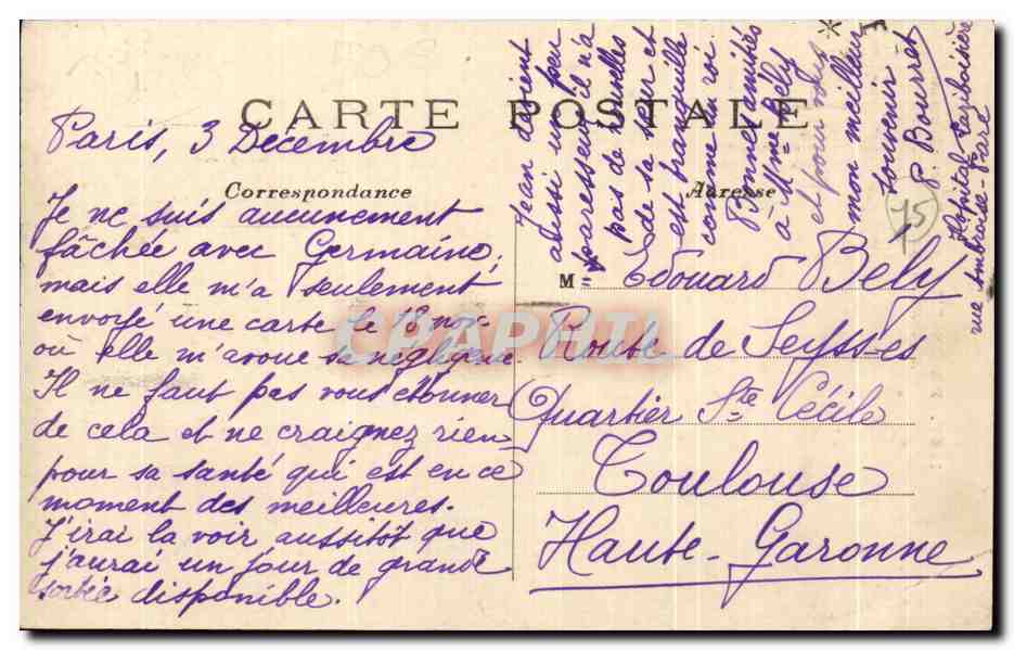 CPA Paris Buttes Chaumont A Travers Les Rochers — Verso