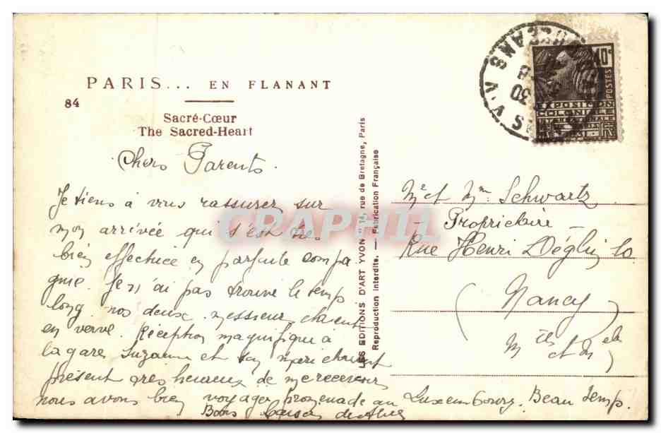Sacré-Cœur — Paris — Éditions d'Art Yvon — Rückseite