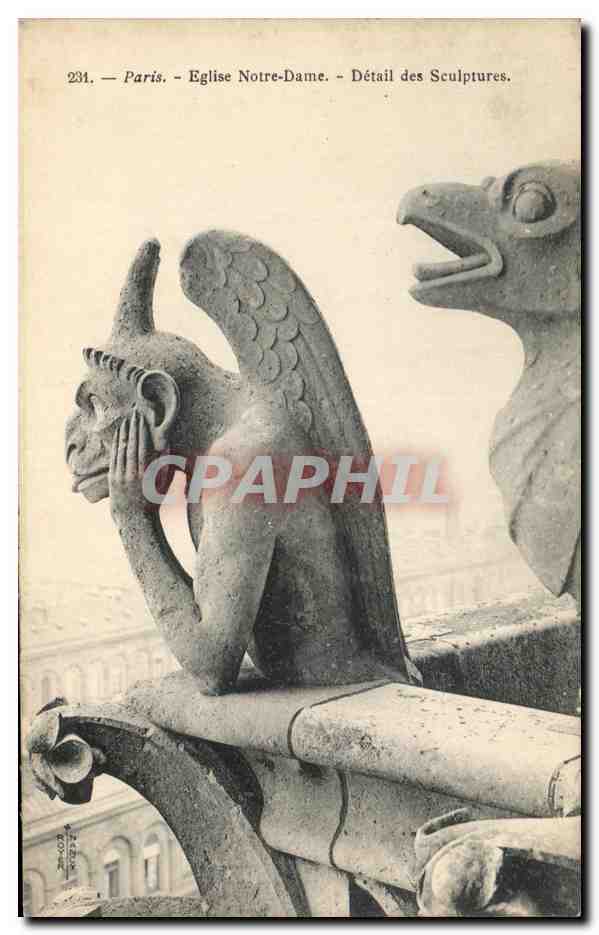 CPA Paris Eglise Notre Dame Detail des Sculptures Chimere Diable