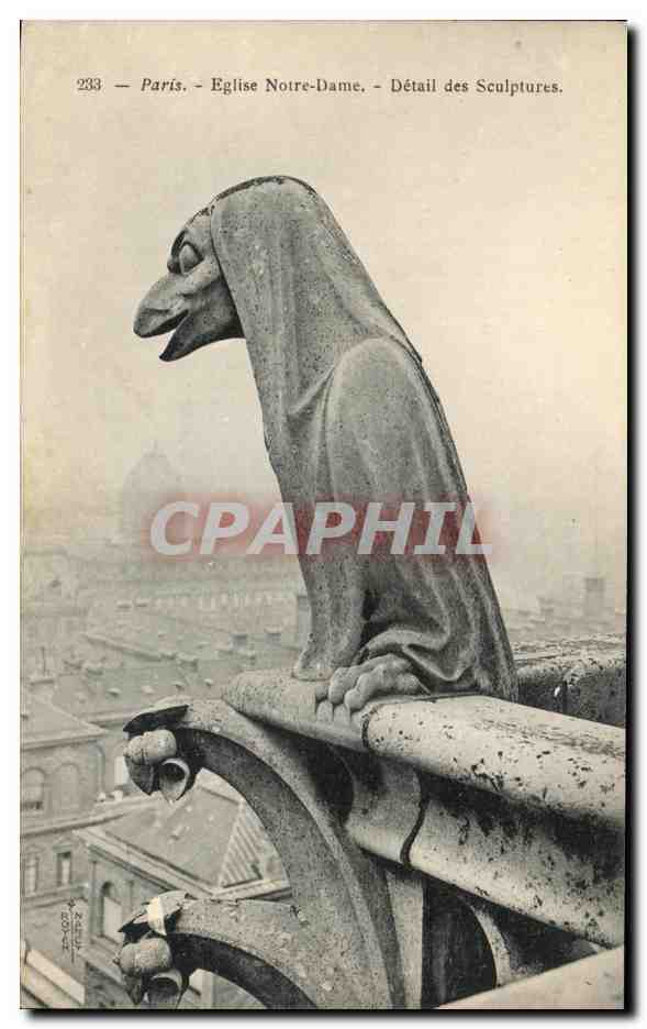 CPA Paris Eglise Notre Dame Detail des Sculptures Chimere 