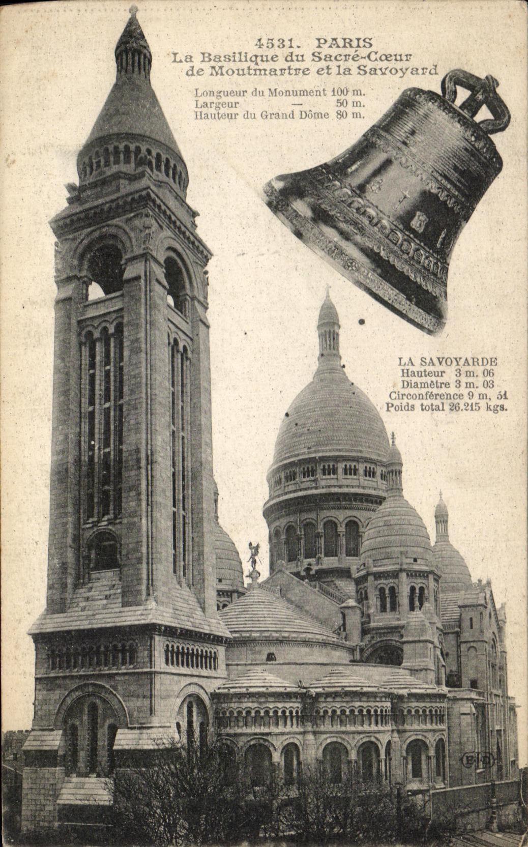 CPA Paris La Basilique du Secre Coeur de Montmartre et la Savoyard Cloche 
