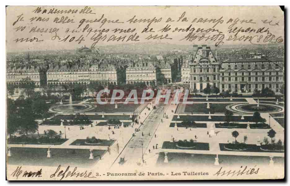 CPA Panorama de Paris Les Tuileries Louvre