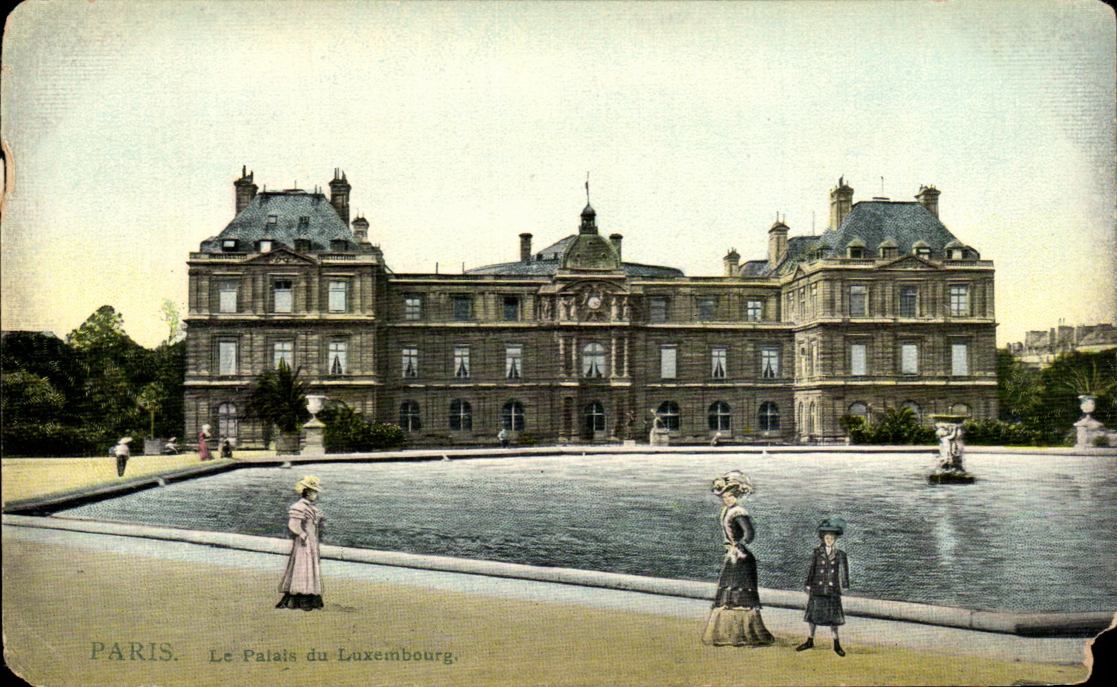 Paris. Le Palais du Luxembourg — vue du jardin avec fontaine — éditeur non visible