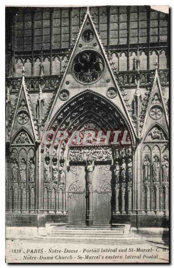 CPA Paris Notre Dame Portail lateral sud St Marcel 