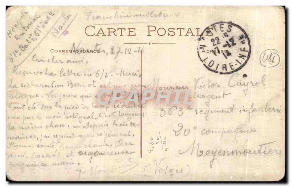 CPA Nantes Chevet de l'Eglise — Verso