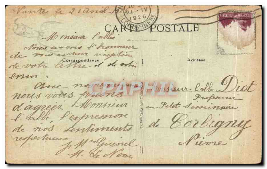 CPA Nantes Chapelle des Minimes ou de l'Immaculee — Verso