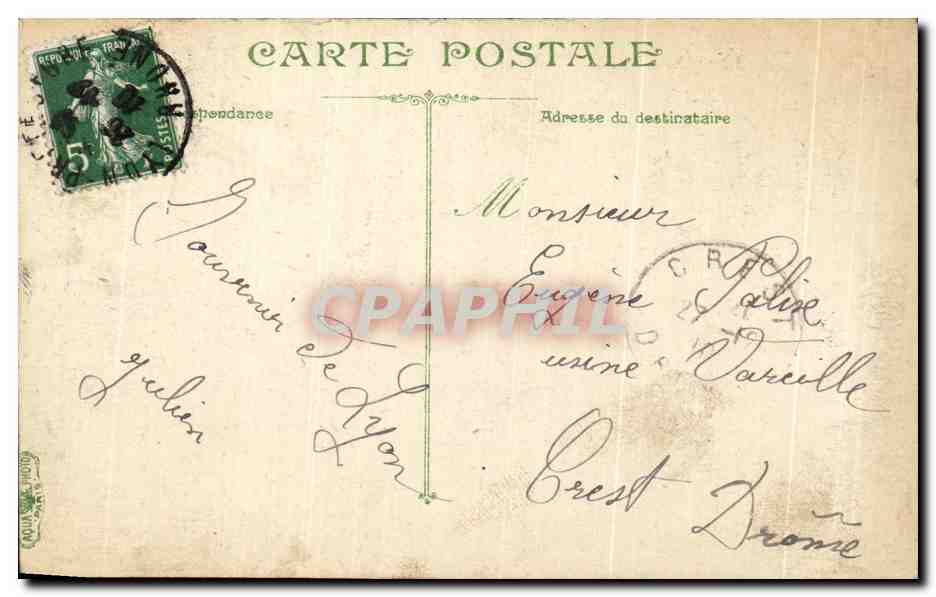 CPA Lyon La Fontaine et la Place des Jacobins — Verso