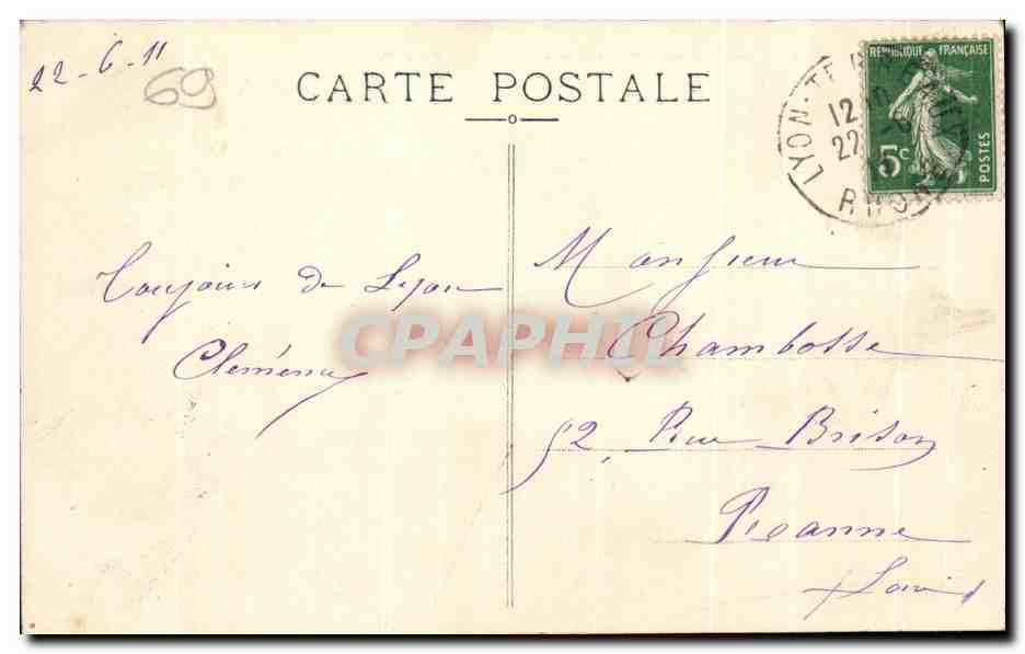 LYON — Vue Générale sur Vaise et le Mont d'Or — E. R. — Achterkant