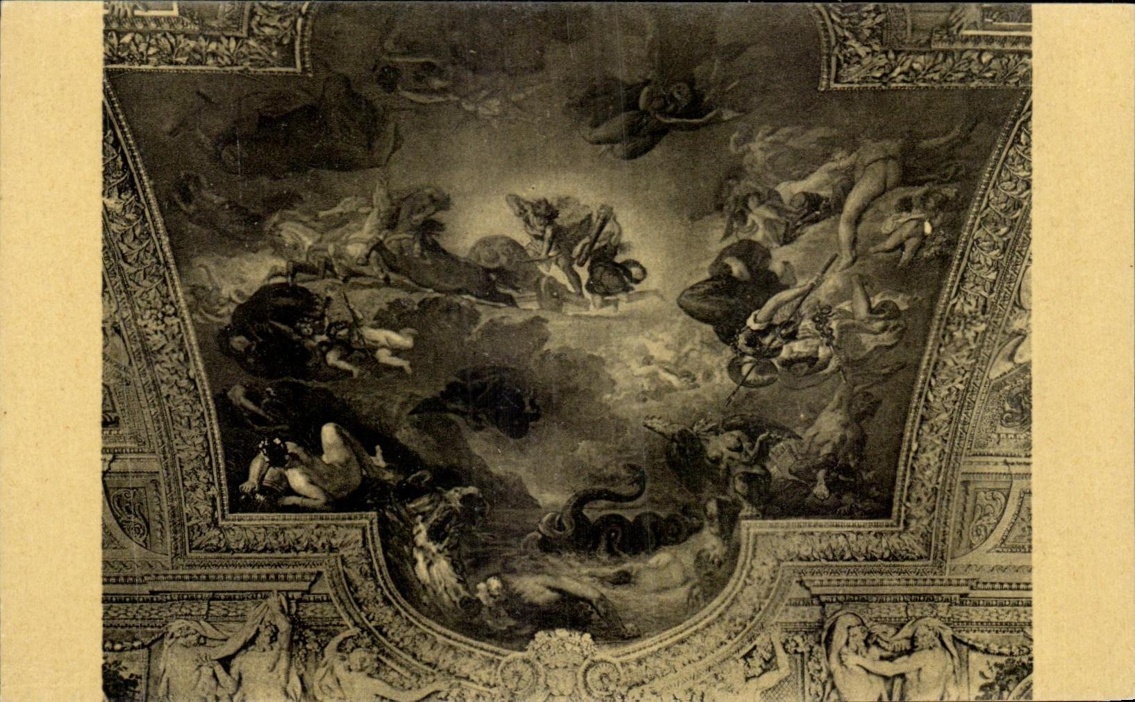 CPA Delacroix Apollon vainqueur du serpent Python Paris Palais du Louvre Plafond de la Galerie d'Apollon