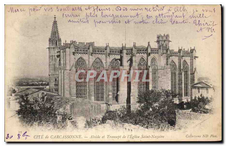 CPA Cite De Carcassonne Abside et Transept de l'Eglise Saint Nazarie