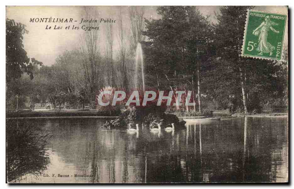 Montélimar - Öffentlicher Garten — See und Schwäne — Lib. F. Baume - Montélimar