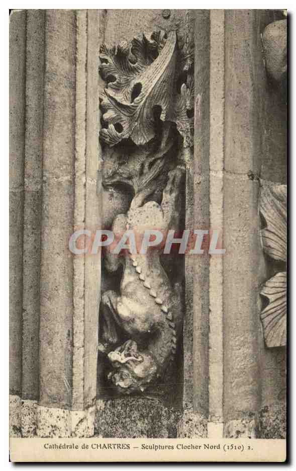 CPA Cathedrale De Chartres Scuptures Clocher Nord