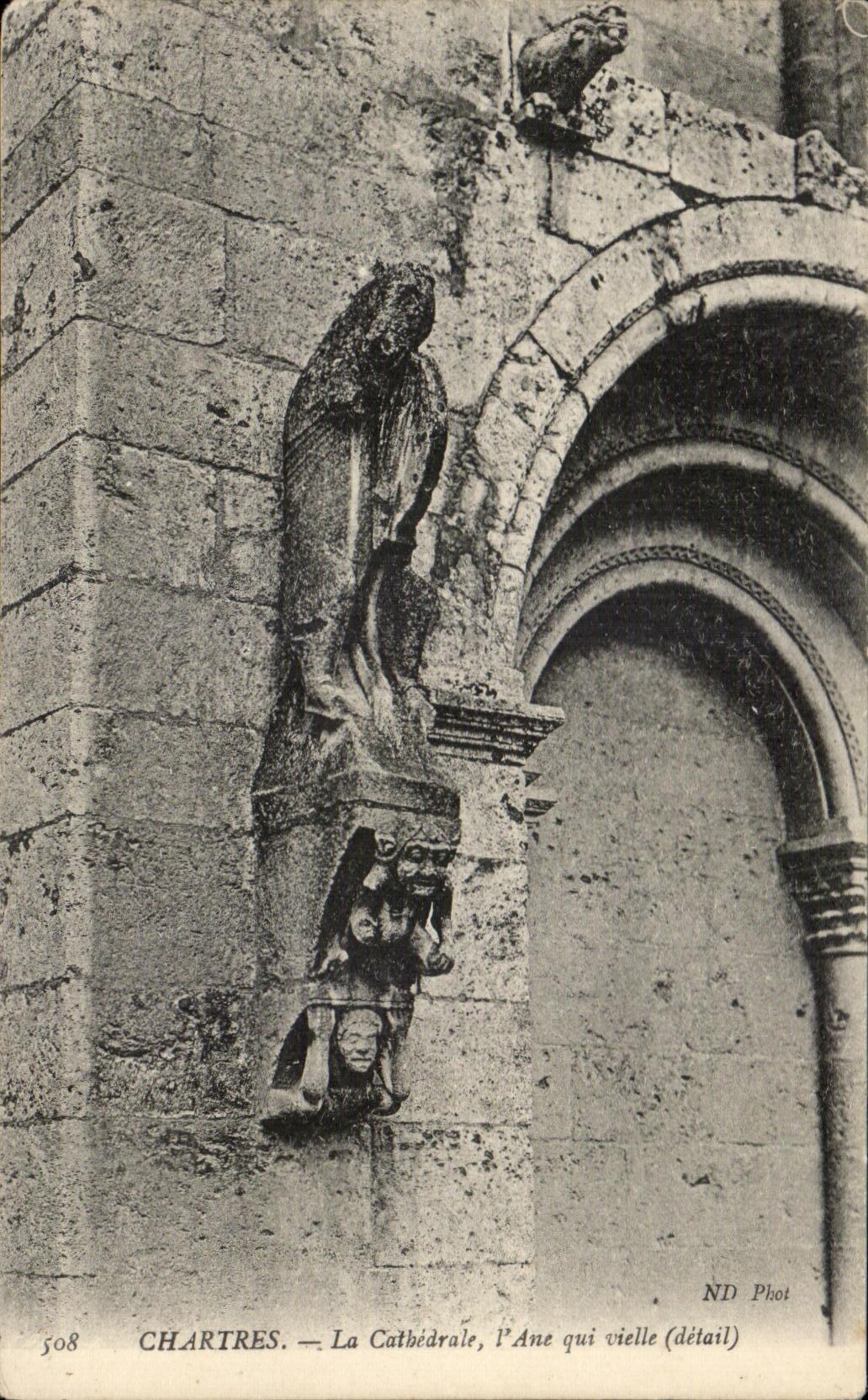 Chartres — Die Kathedrale, die alte Jungfrau (Detail) — ND Phot, n° 508