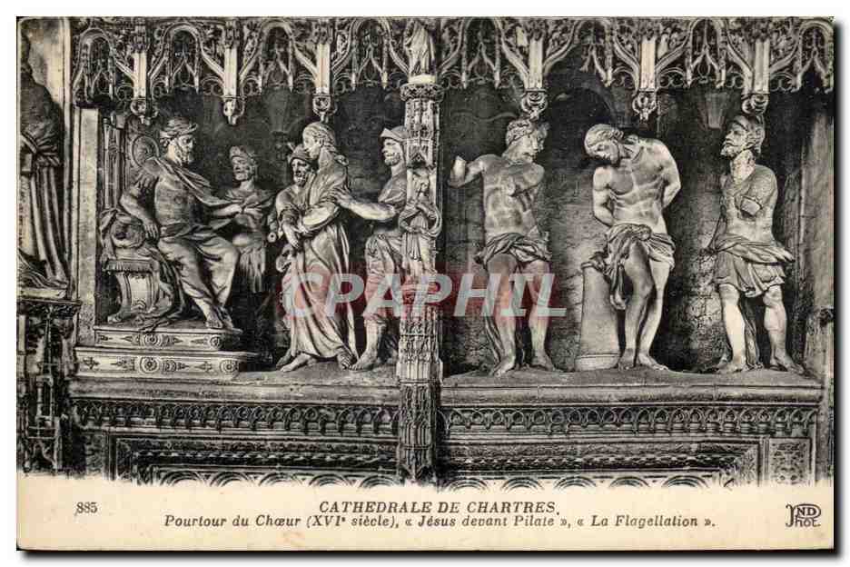 Cathédrale de Chartres — Poursuite du Chœur (XVIe siècle), « Jésus devant Pilate », « La Flagellation » — NDHOT