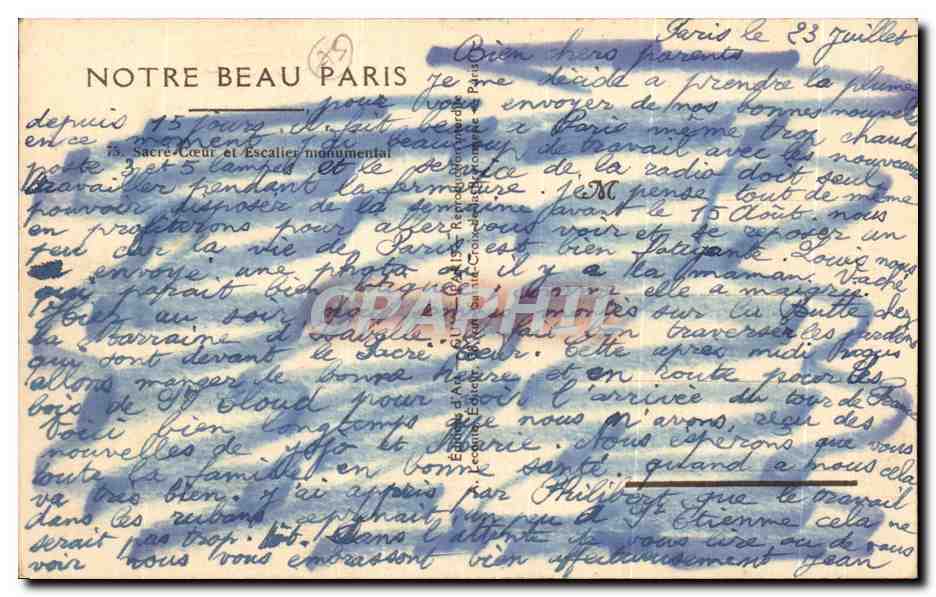 CPA Paris Sacre Coeur Montmartre — Rückseite