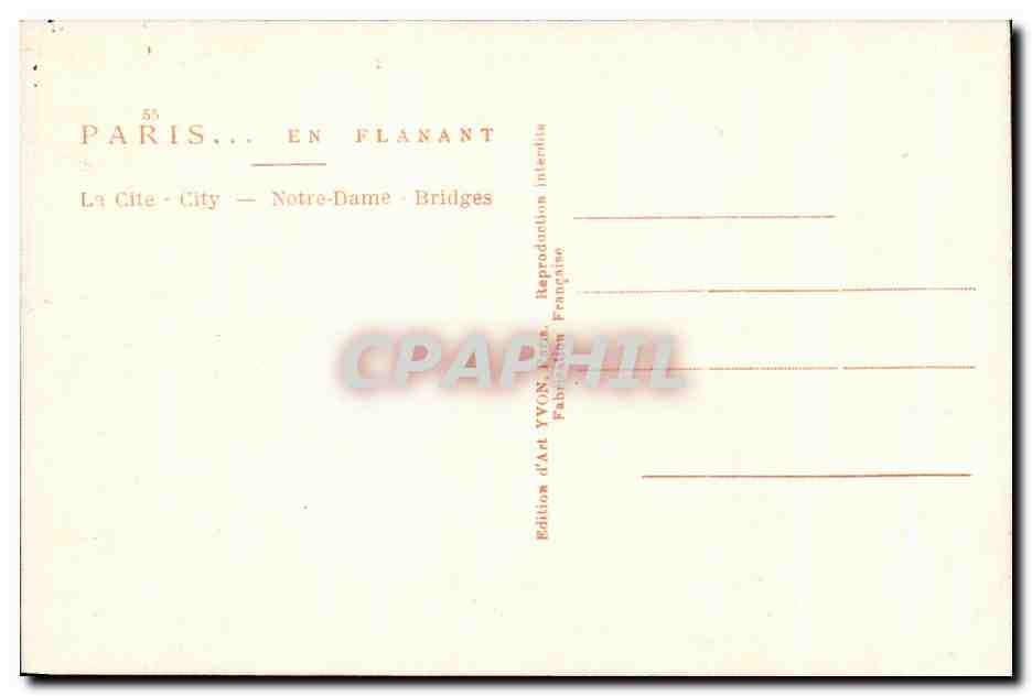 CPA Paris En Flanant La Cite City Notre Dame  — Rückseite