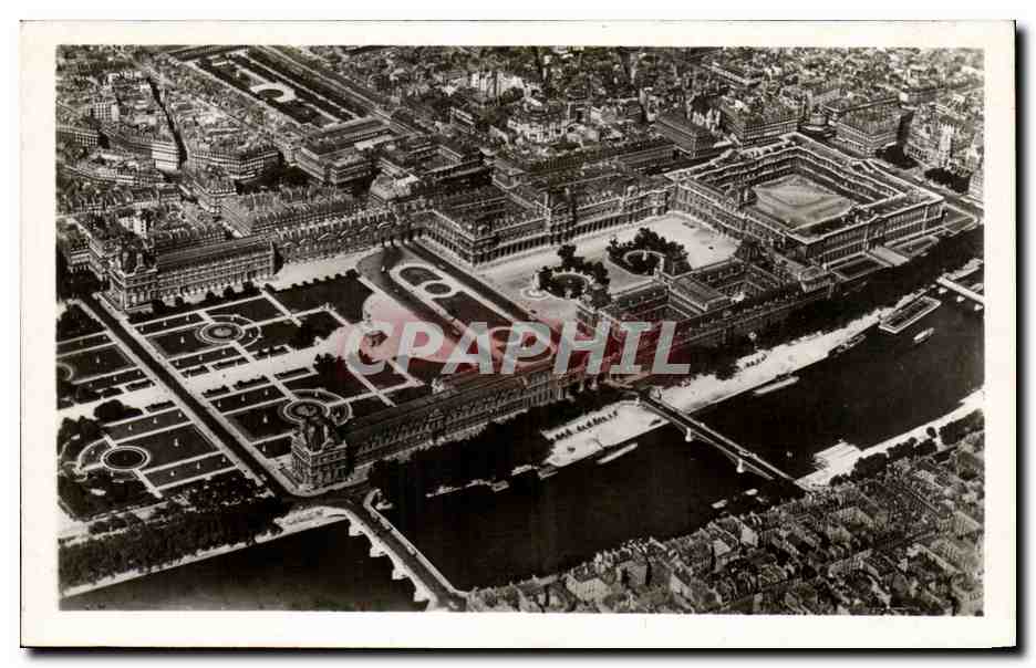 CPA Paris En Avion Palais Du Louvre Et Carrousel