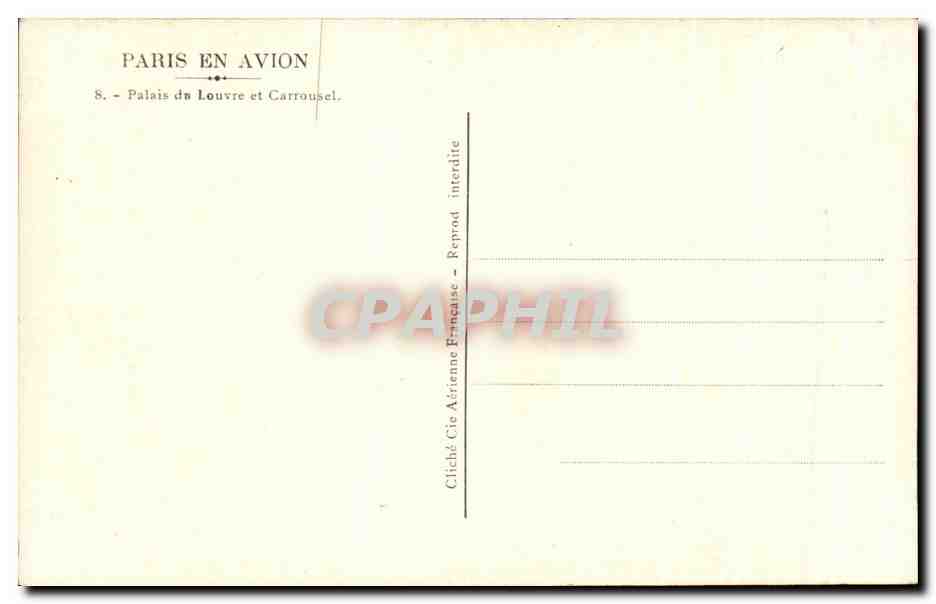 CPA Paris En Avion Palais Du Louvre Et Carrousel — Verso