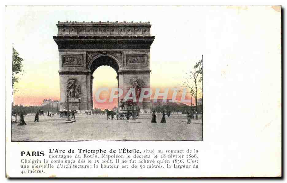 CPA Paris L'arc De Triomphe De l'Etoile Situe au Sommet De La Montagne Du Roule