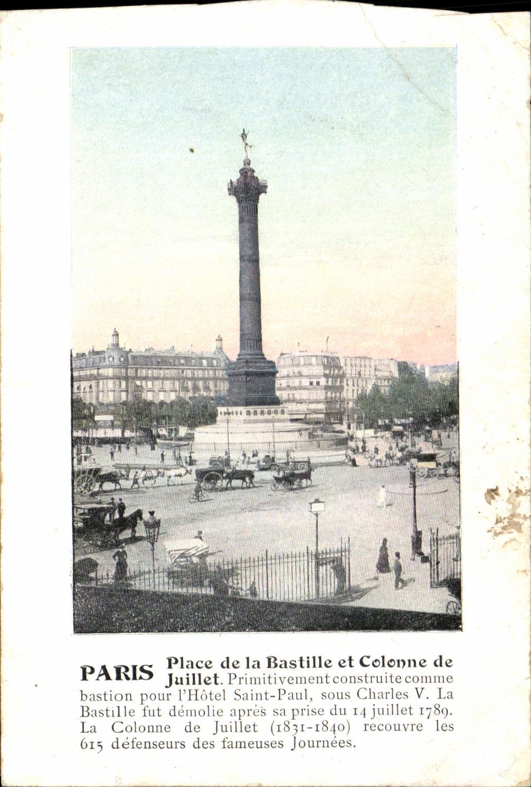 CPA Paris Place De La Bastille Et Colonne De Juillet Primitivement Construite Comme Bastion Pour l'Hotel