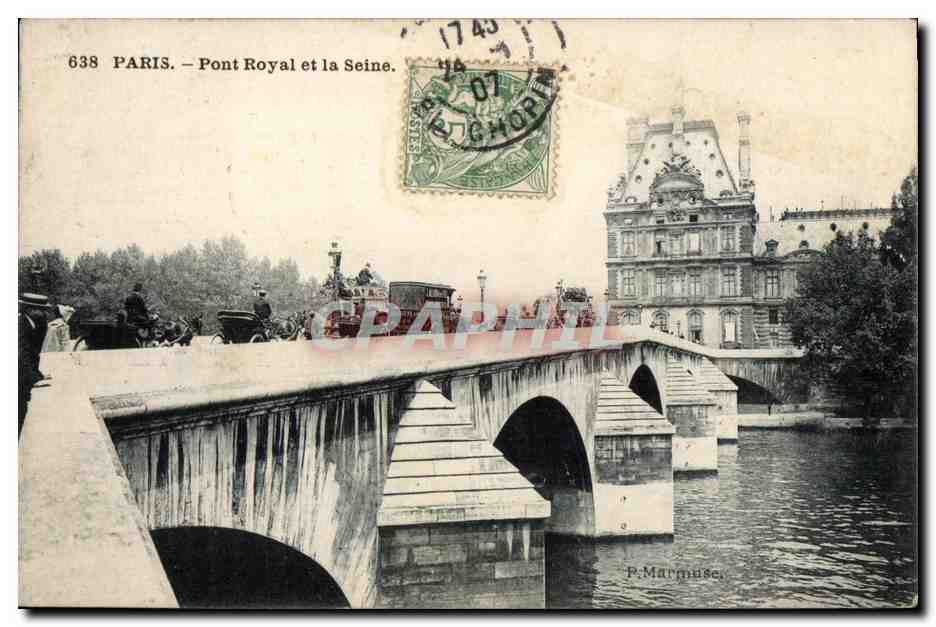 CPA Paris Pont Royal et la Seine Louvre