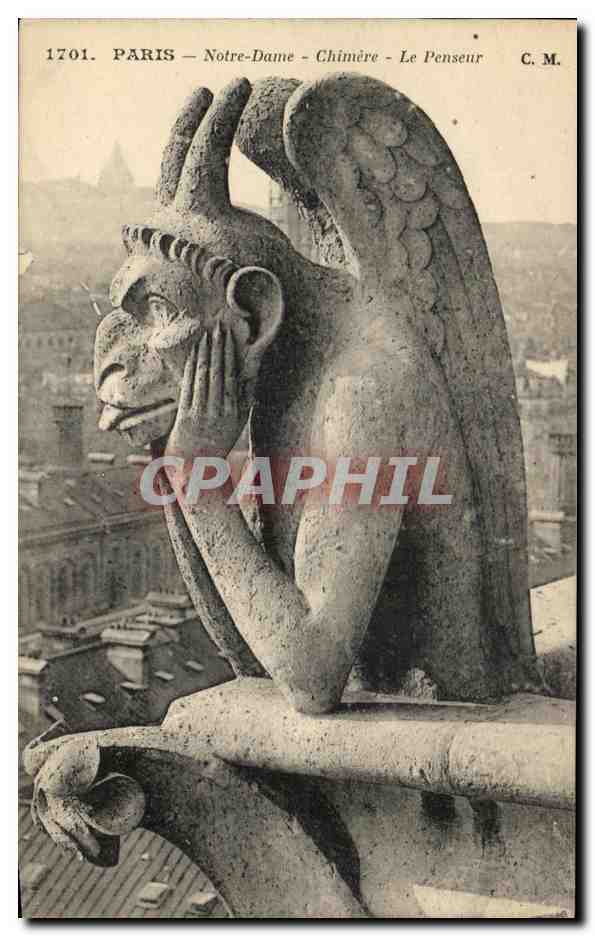 CPA Paris Notre Dame Chimere Le Penseur