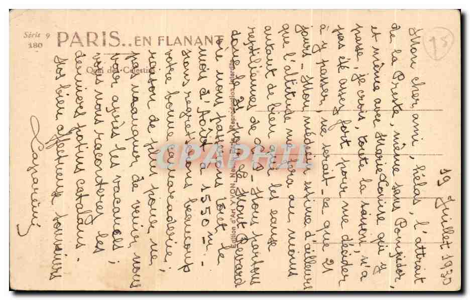 CPA Paris En Flanant Quai des Celestins  — Rückseite