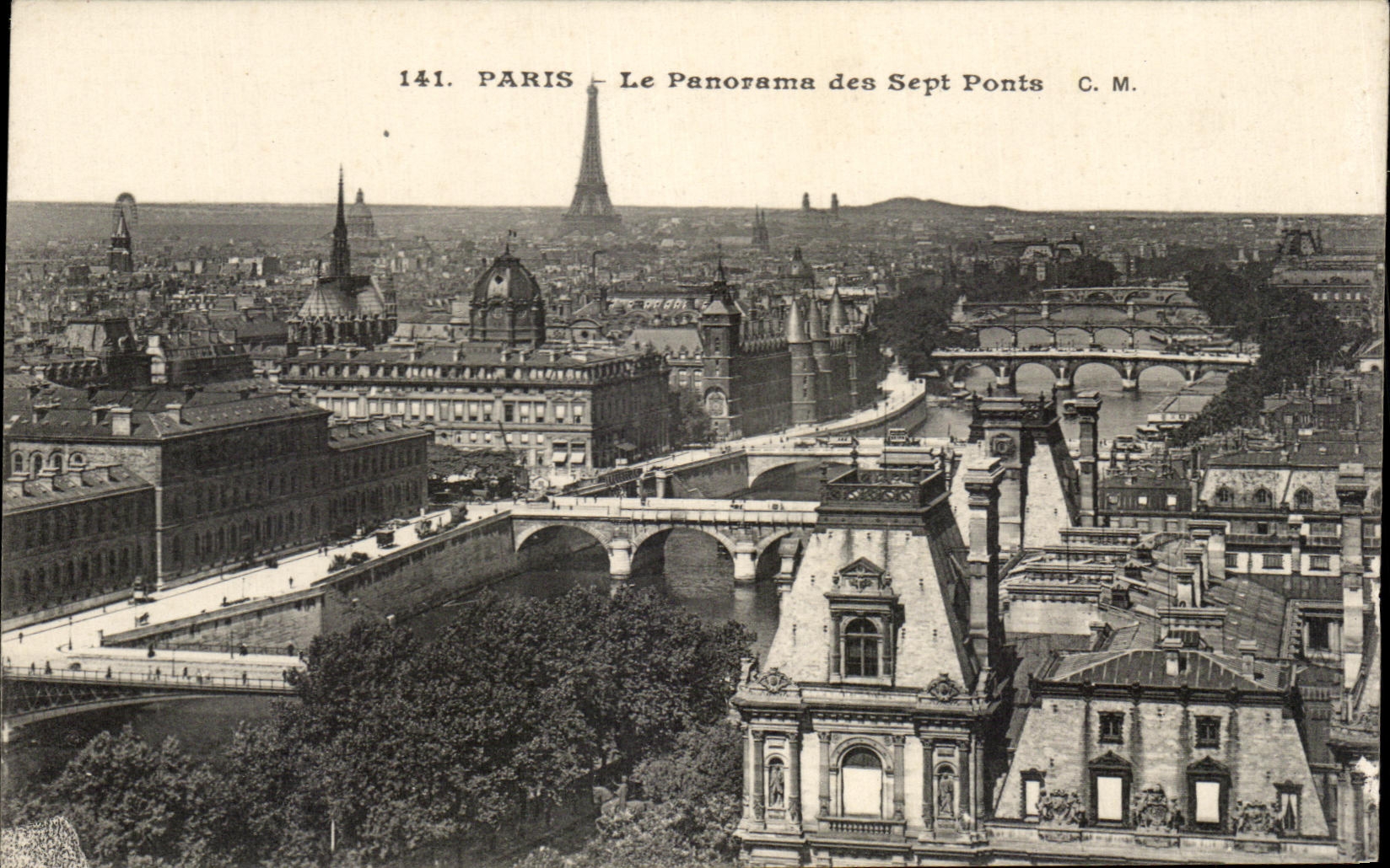 CPA Paris Le Panorama des sept ponts Tour Eiffel
